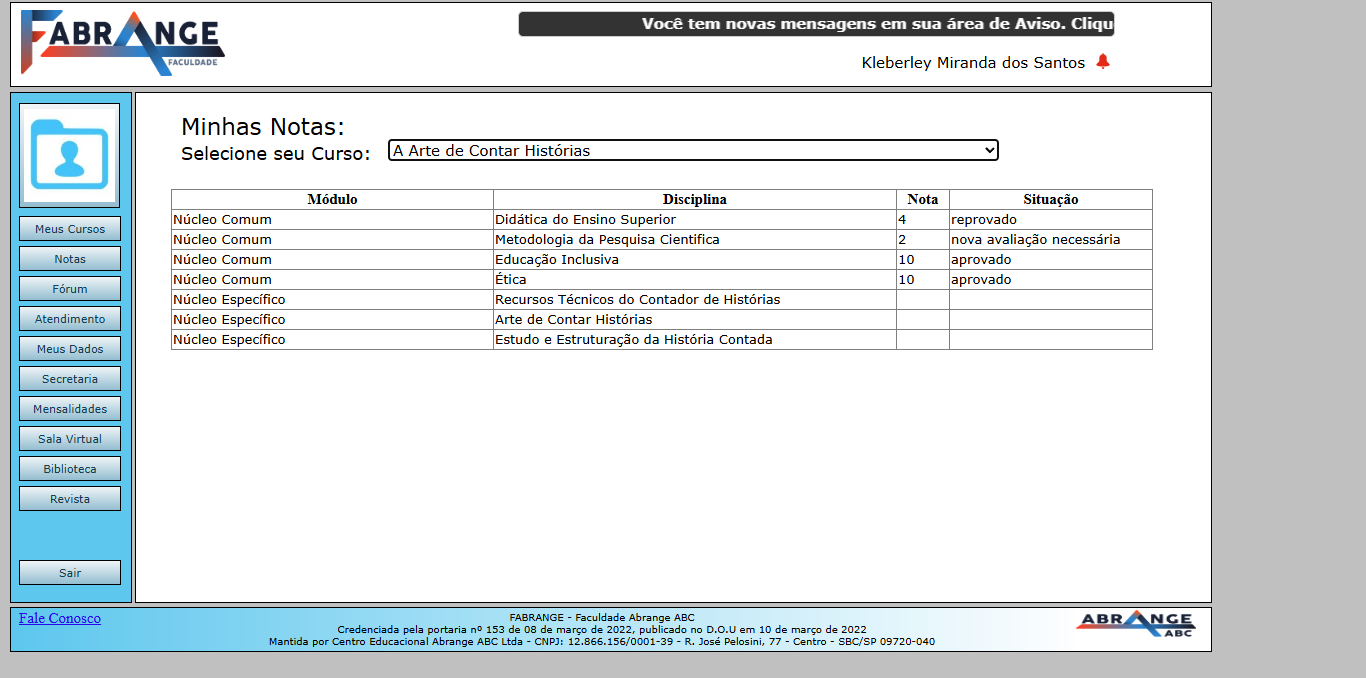04 - Quadro de Notas