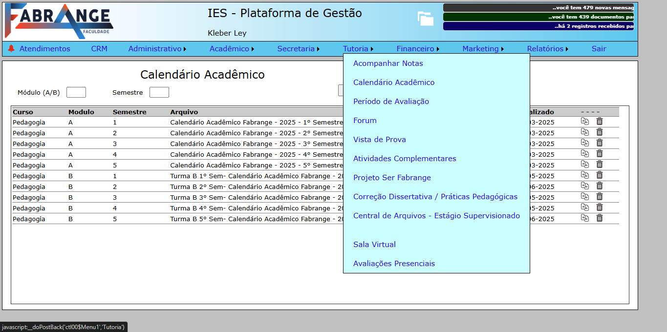 10 - Gestão de Notas - Calendario Academico - Sala Virtual